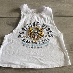 Sarah Marie Design Studio White 'Positive Vibes' Tiger Graphic Tank